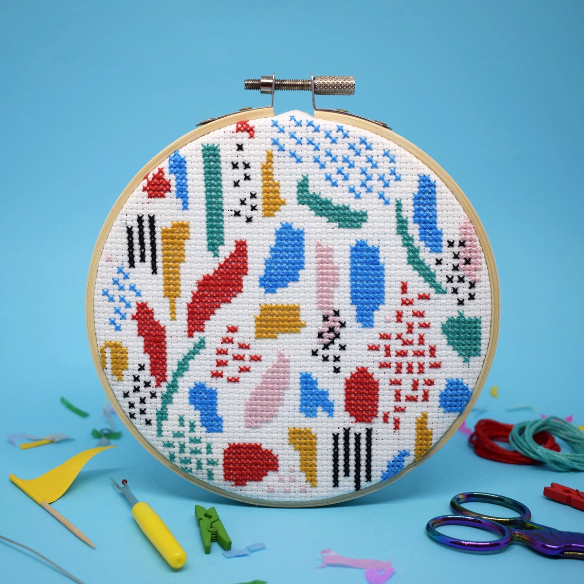 Abstract Blues Cross Stitch Kit