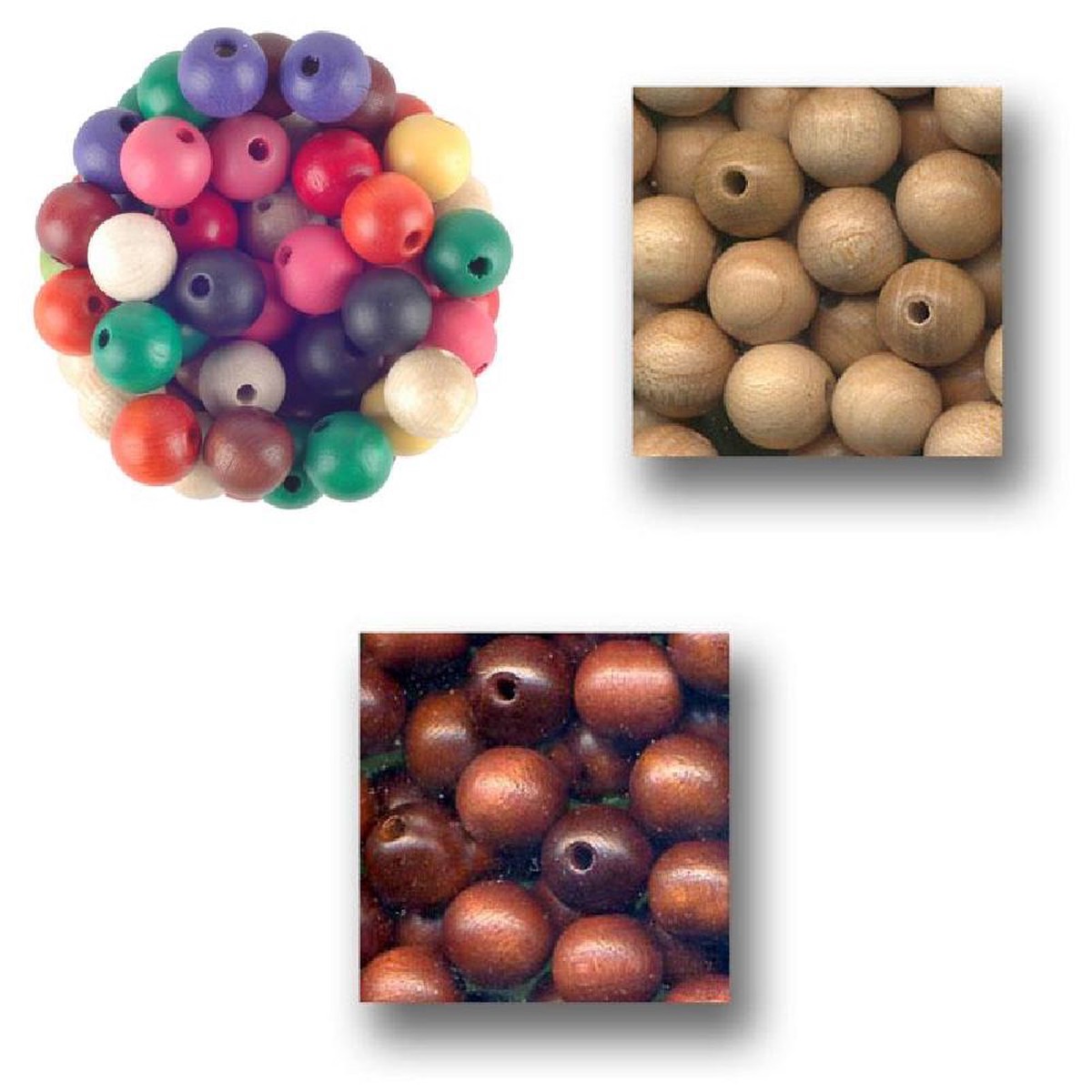 Wood Beads 10Mm Round 100 Pack Assorted