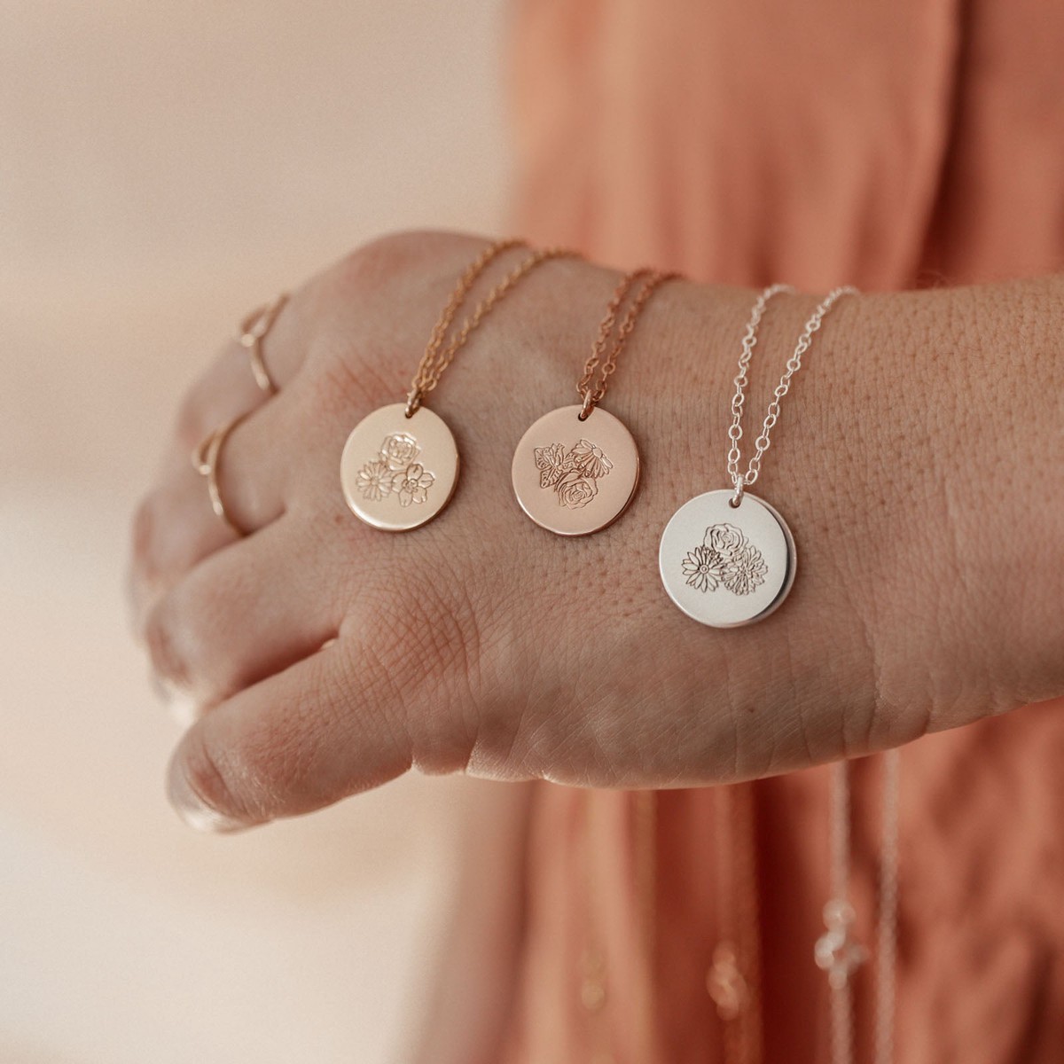 Large Blossom Posy Large Pendant Necklace GoldFill