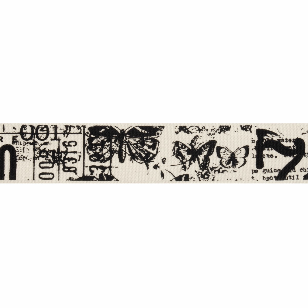 Natural Trim- 5M X 25Mm - Butterfly Text Print