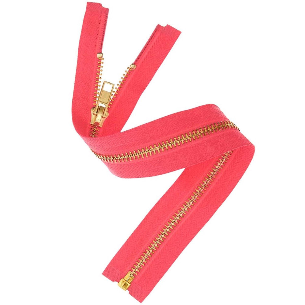Zip Gold Metal Neon Pink 22Cm5Mm