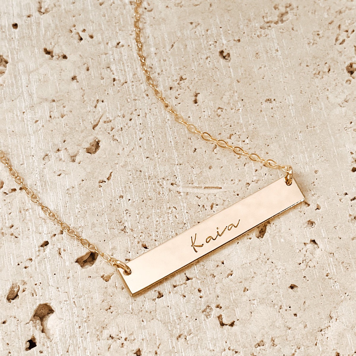 Mia Long Bar Necklace GoldFill