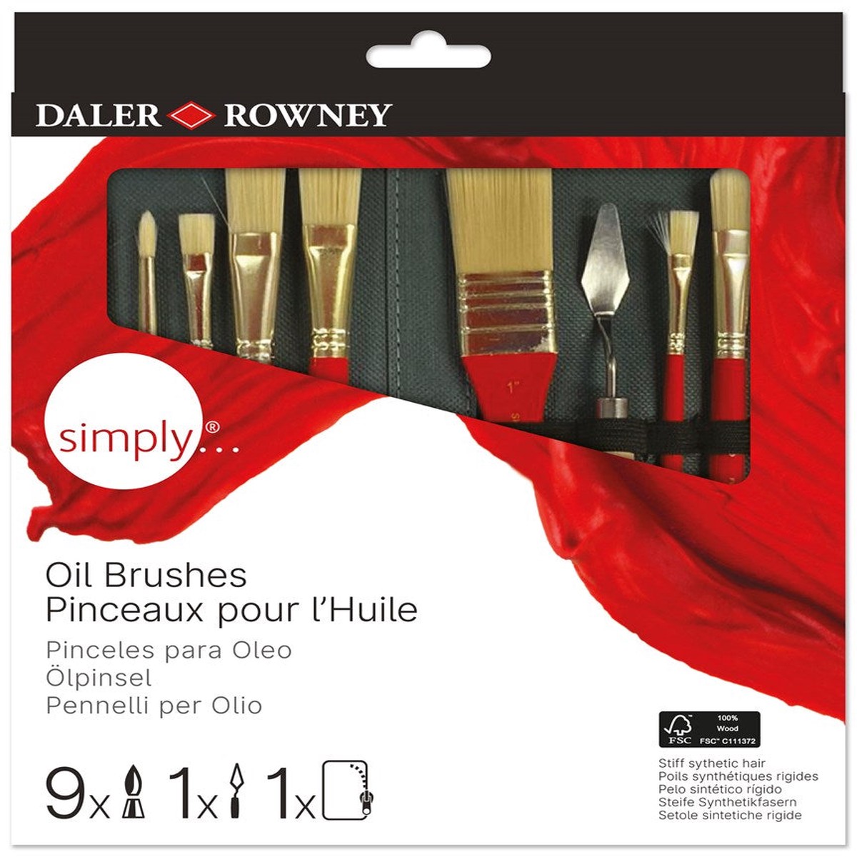 Simply Oil Brush And Zip Case Set 10Pces