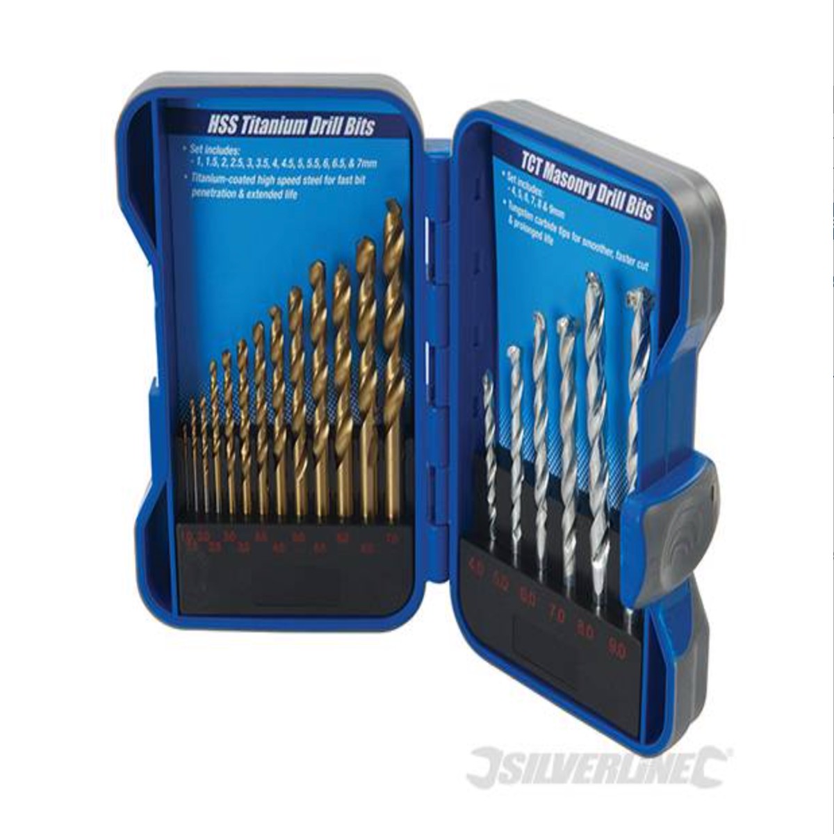 Titanium-Coated Hss Masonry Drill Bit Set 19Pce