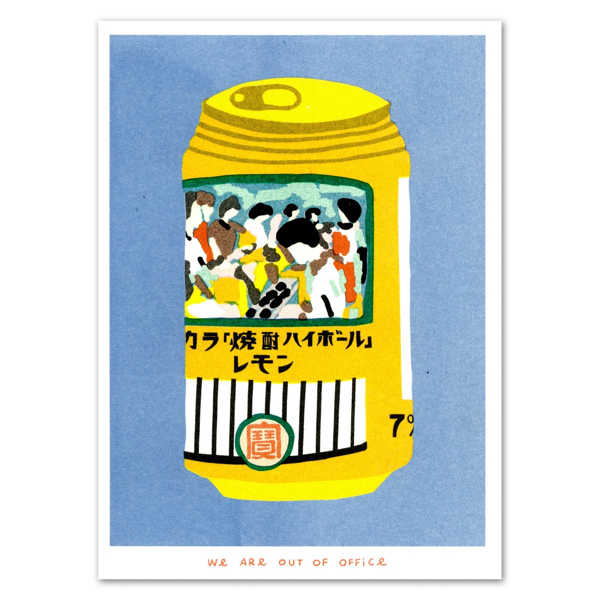 A Risograph Print Of A Can Of Chuhai