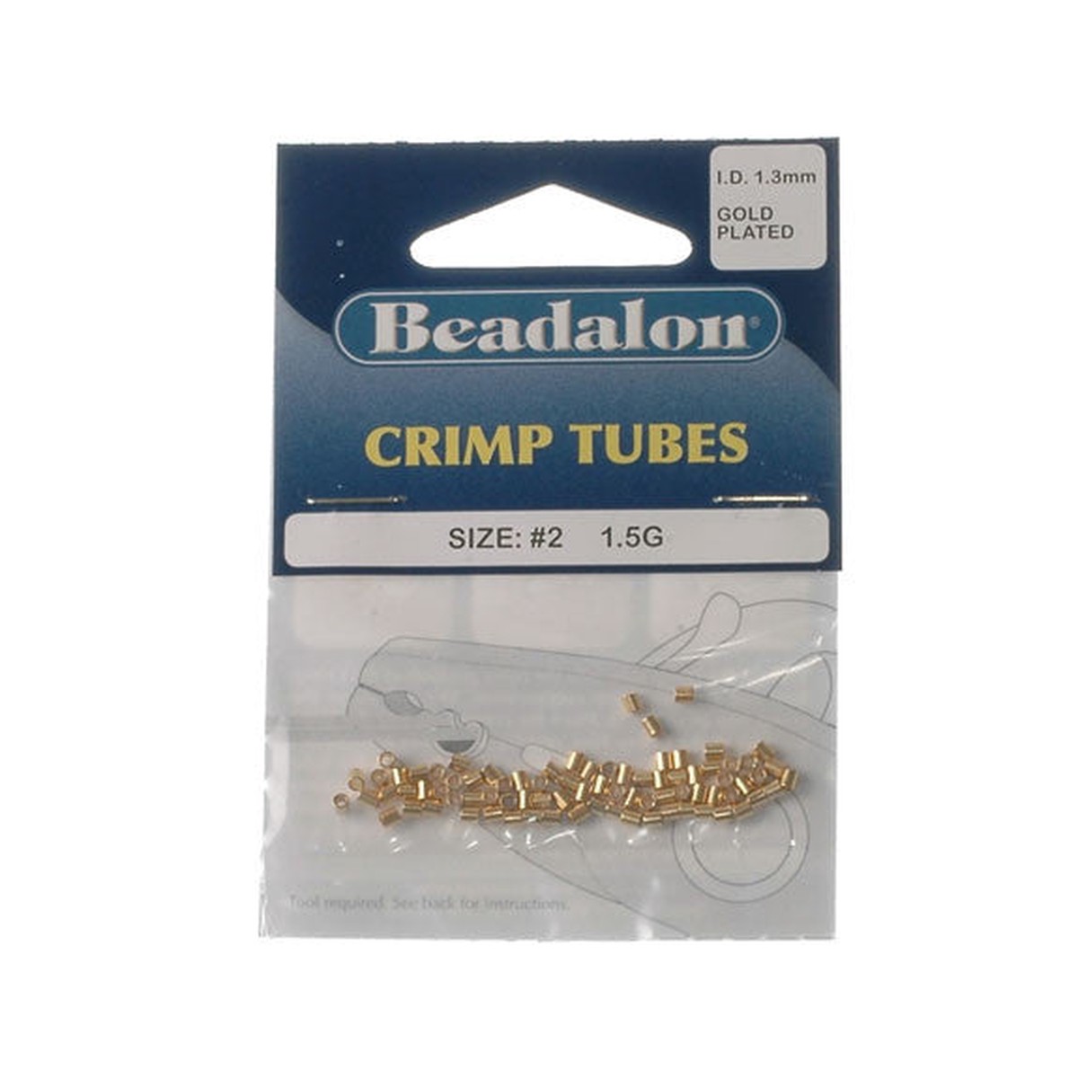 Beadalon Crimp Tube 18Mm 15G Gold Plate