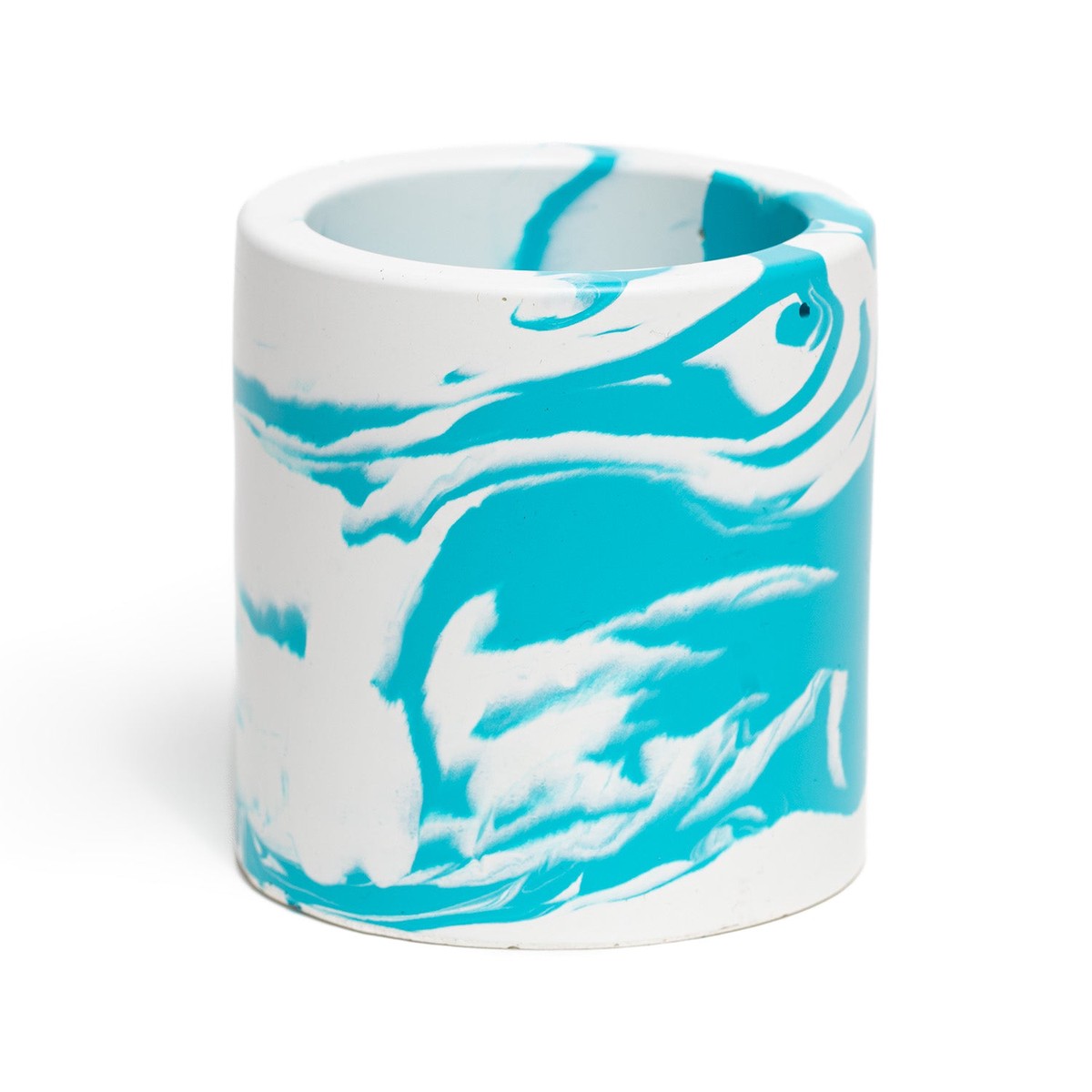 Fa Jesmonite Plant Pot – Marbled Turquoise