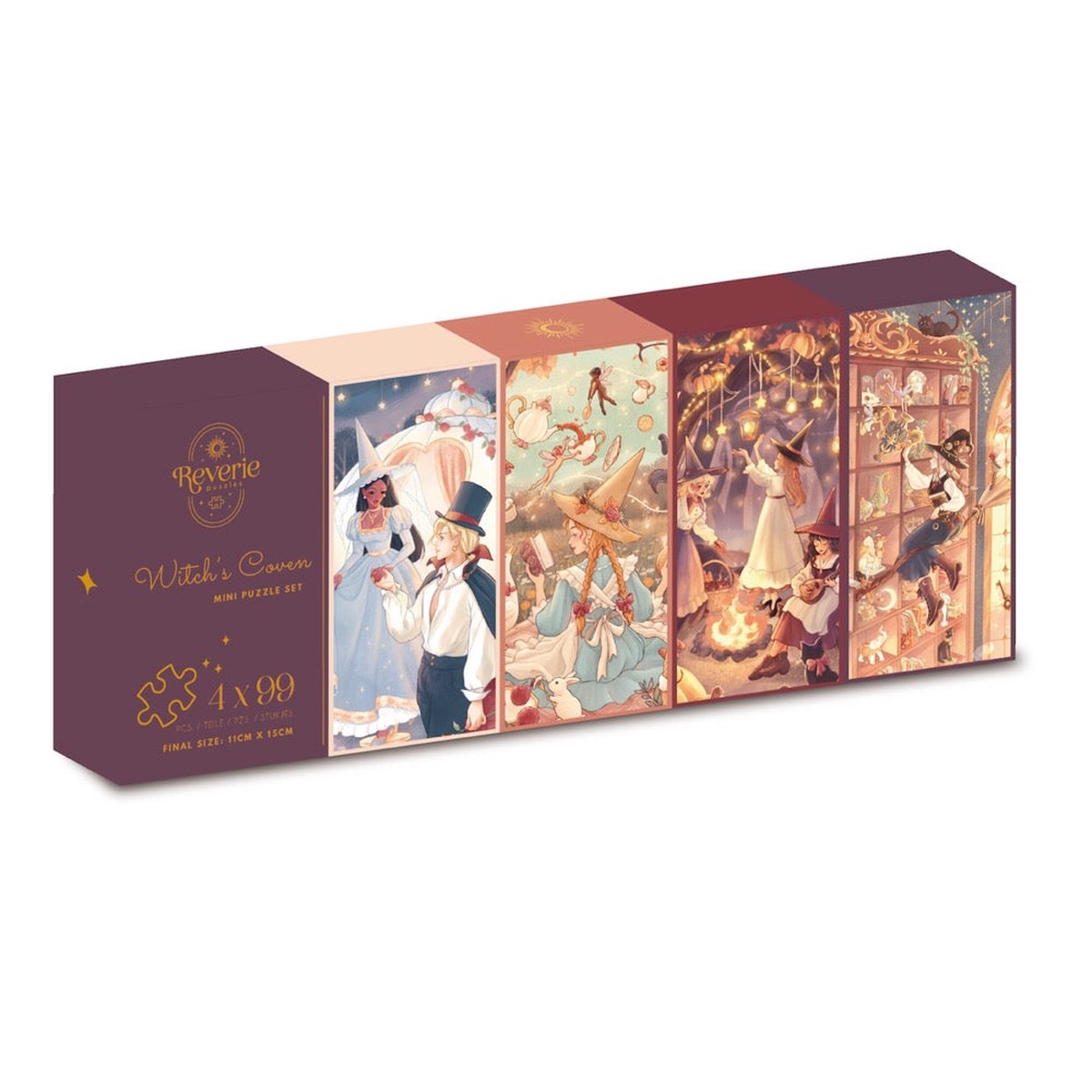 Reverie WitchS Coven 4 X 99Pc Micro Jigsaw Puzzle Set