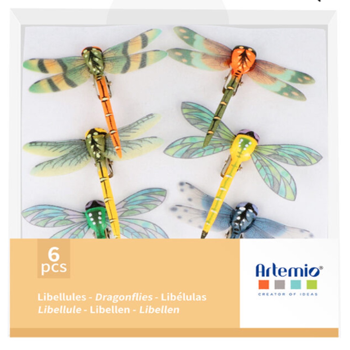 Set Of 6 Dragonflies With Crocodile Clips