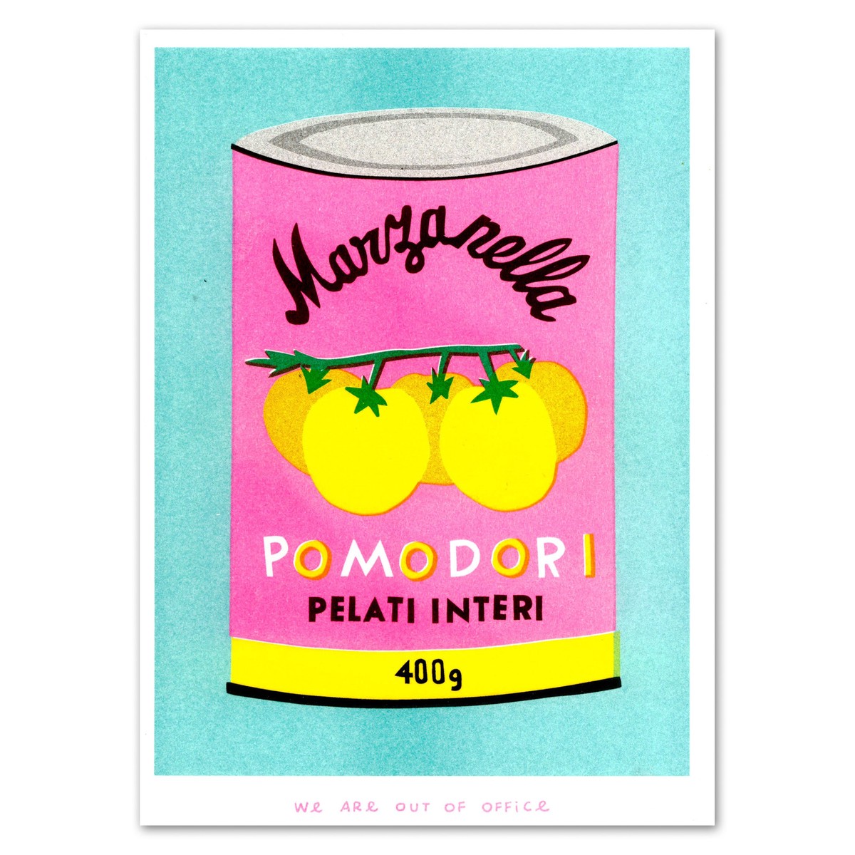 A Risograph Print Of A Can Of Pomodori