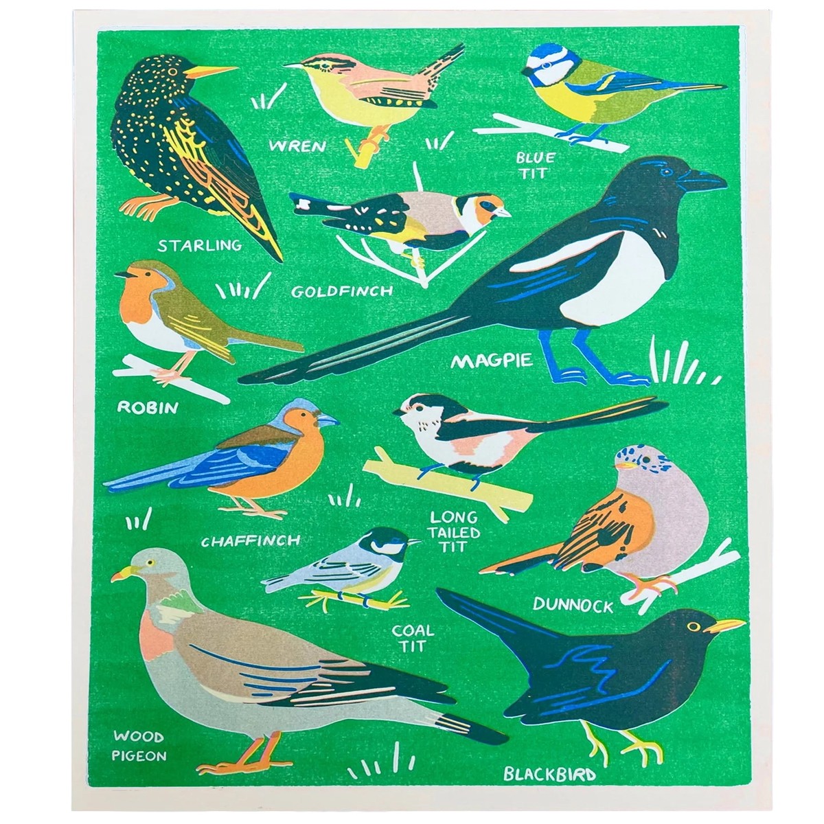 Garden Bird Riso Print