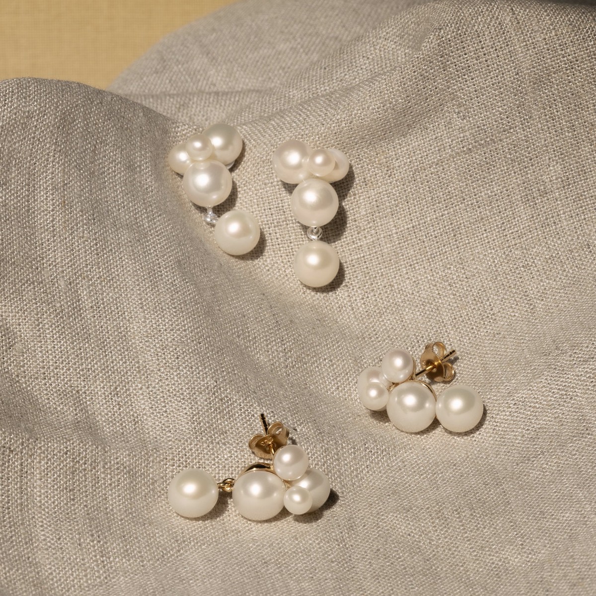 Minnie Pearl Ear Studs Silver