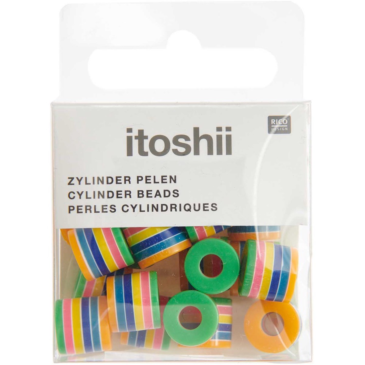 Striped Cylinder Beads Rainbow Pastel
