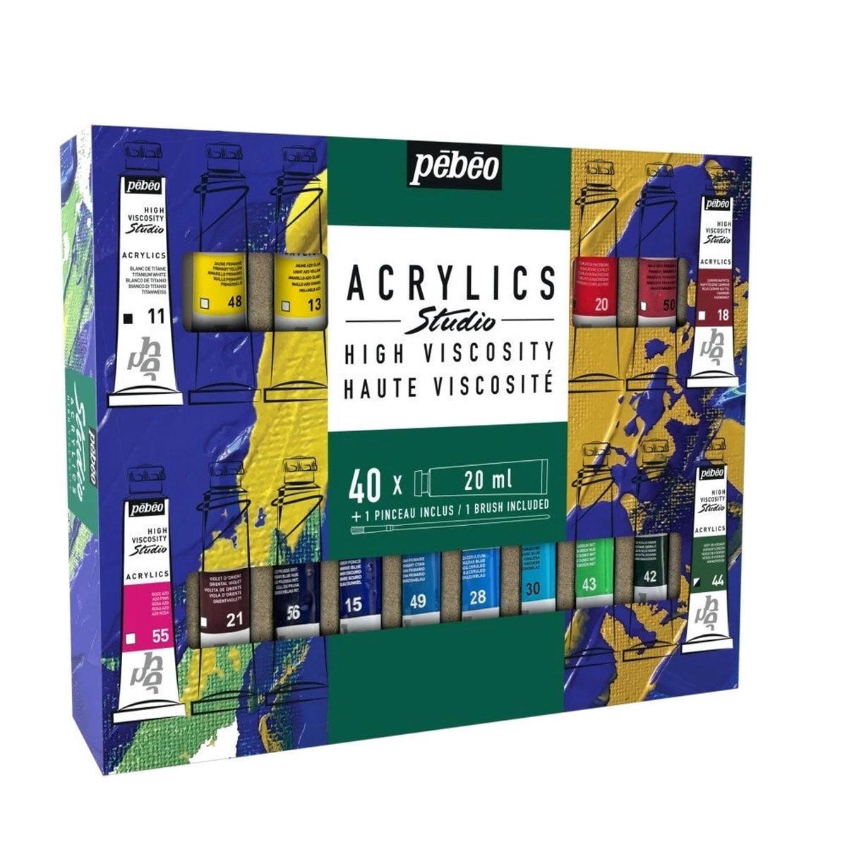 Studio Acrylics Set 40 X 20Ml Tubes Brush