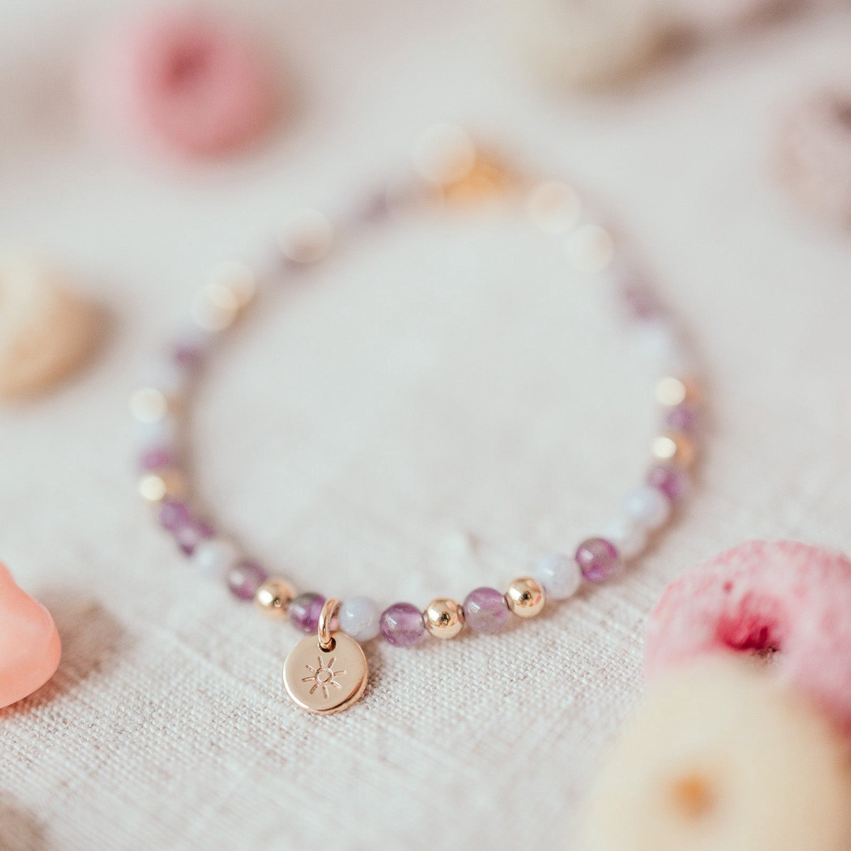 IVe Got This Crystal Adult Bracelet Amethyst Agate GoldFillS-6-7