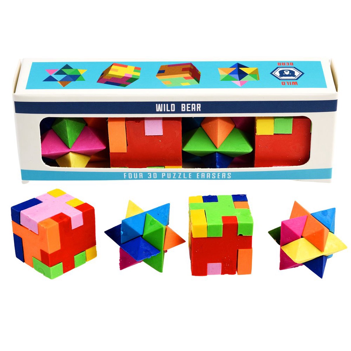 Wild Bear 3D Puzzle Erasers (Set Of 4)