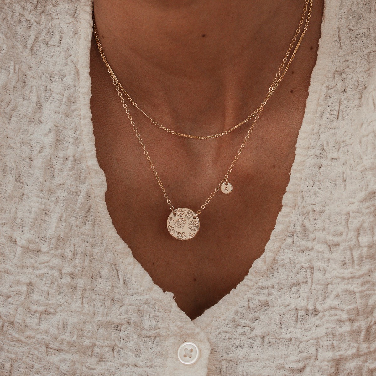 Wildflower Necklace Spring Collection Large Double Hole Pendant Necklace GoldFill