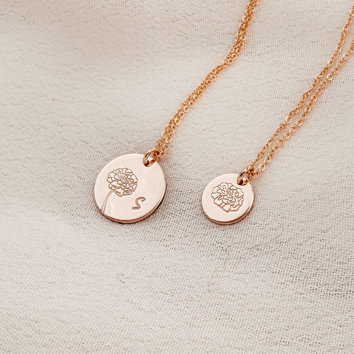 Marigold Passion October Birth Flower Choose Pendant Size GoldFill