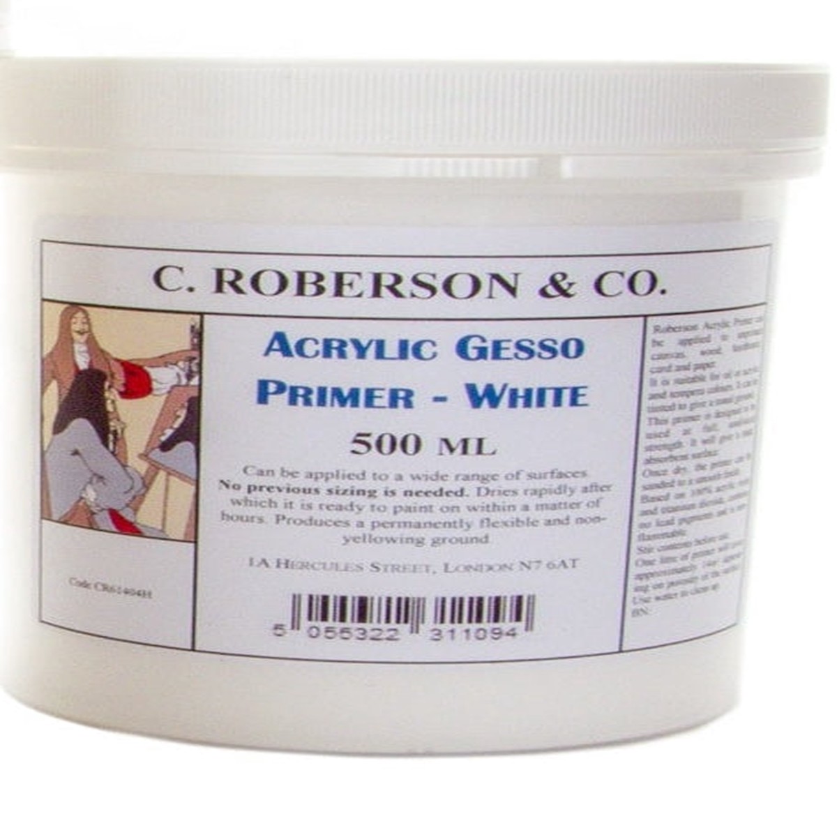 Roberson Acrylic Gesso Primer White 500 Ml