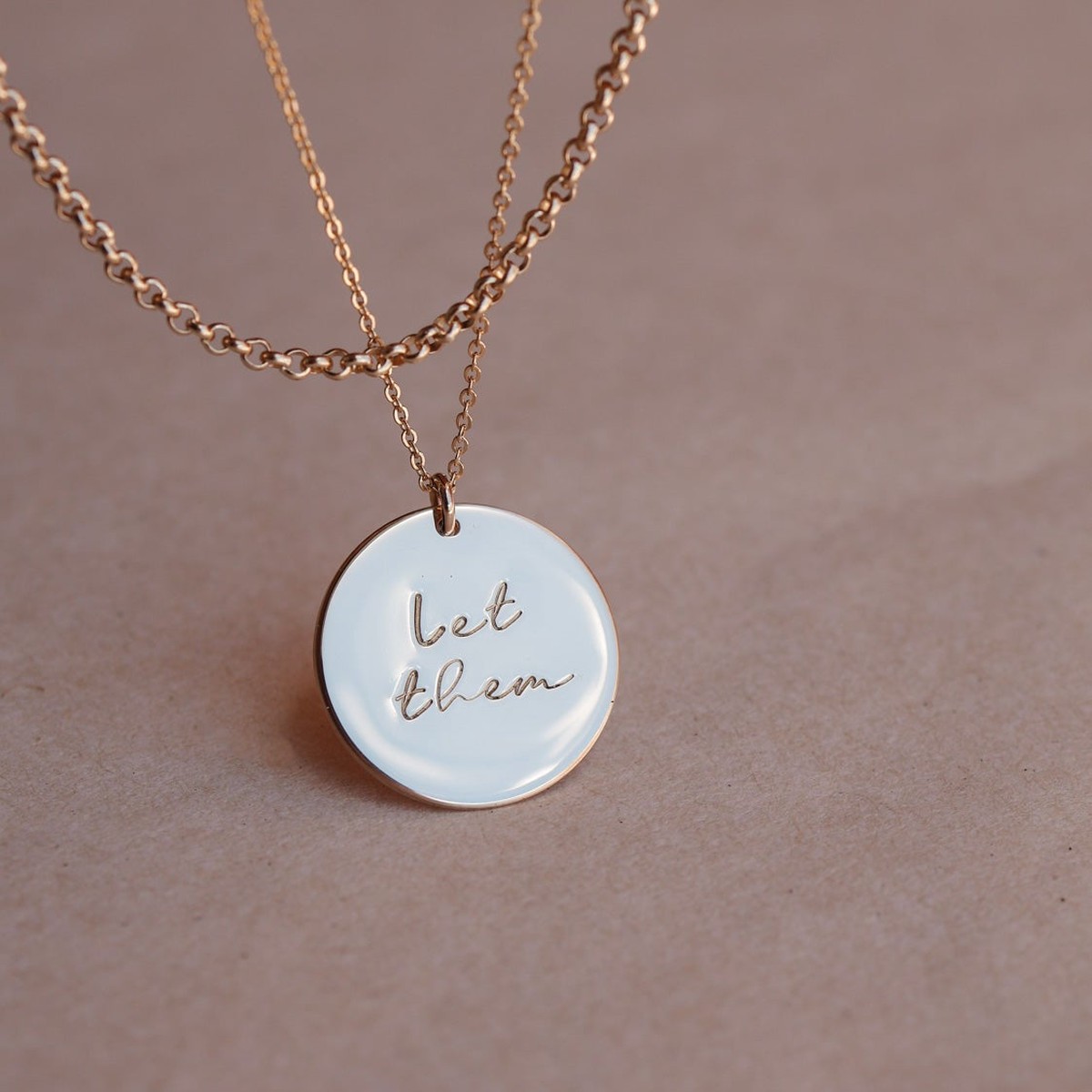 Let Them Extra Large Pendant Necklace GoldFill