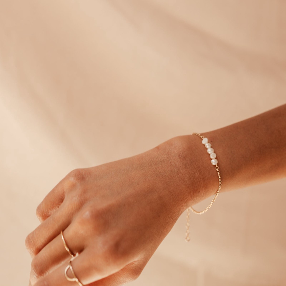 Cove Pearl Stack Bracelet GoldFillPink