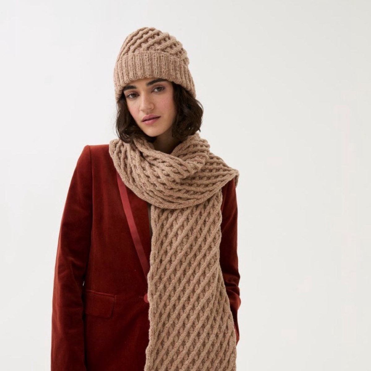 Lattice Scarf Hat Knitting Pattern