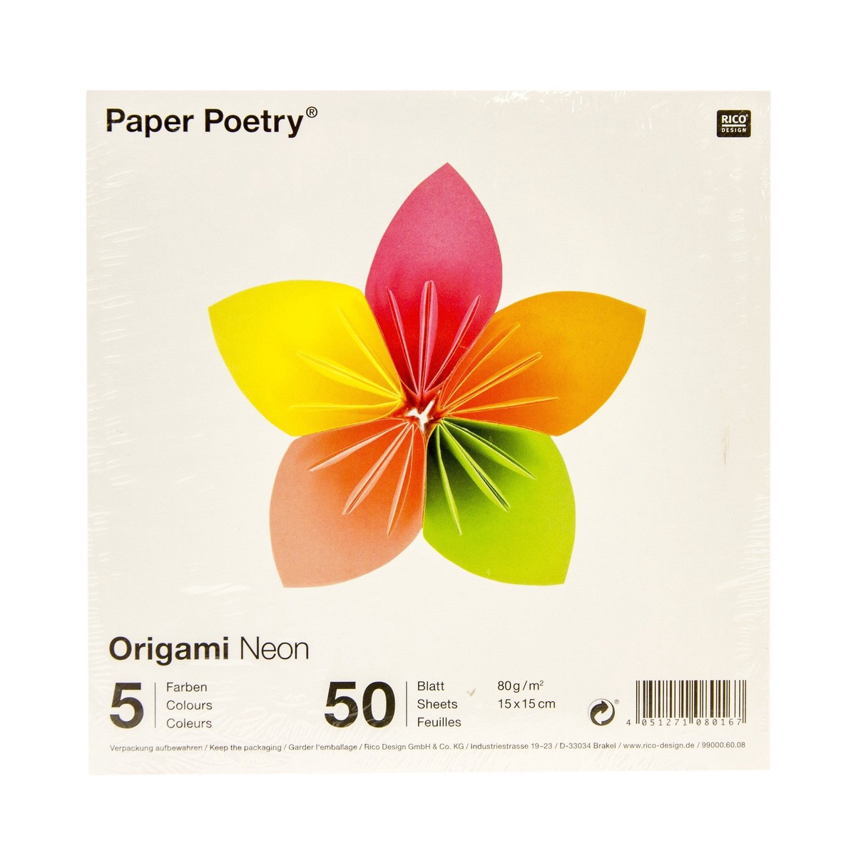 Paper Poetry Origami Paper Neon 15Cm X 15Cm