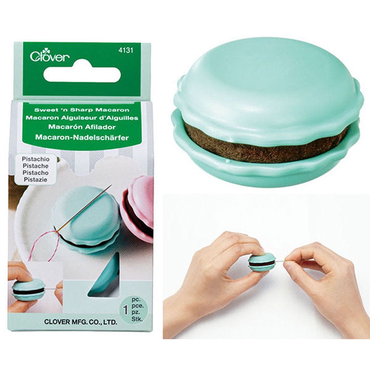 Clover Sweet N Sharp Macaron Needles Holder Sharpener Pistachio