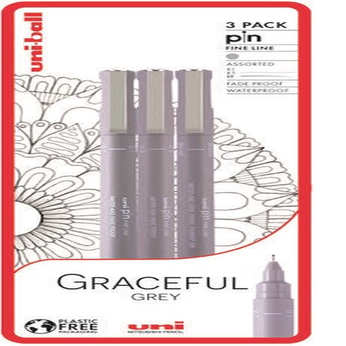 Uni Pin 3Pc Blister Graceful Grey Pfp