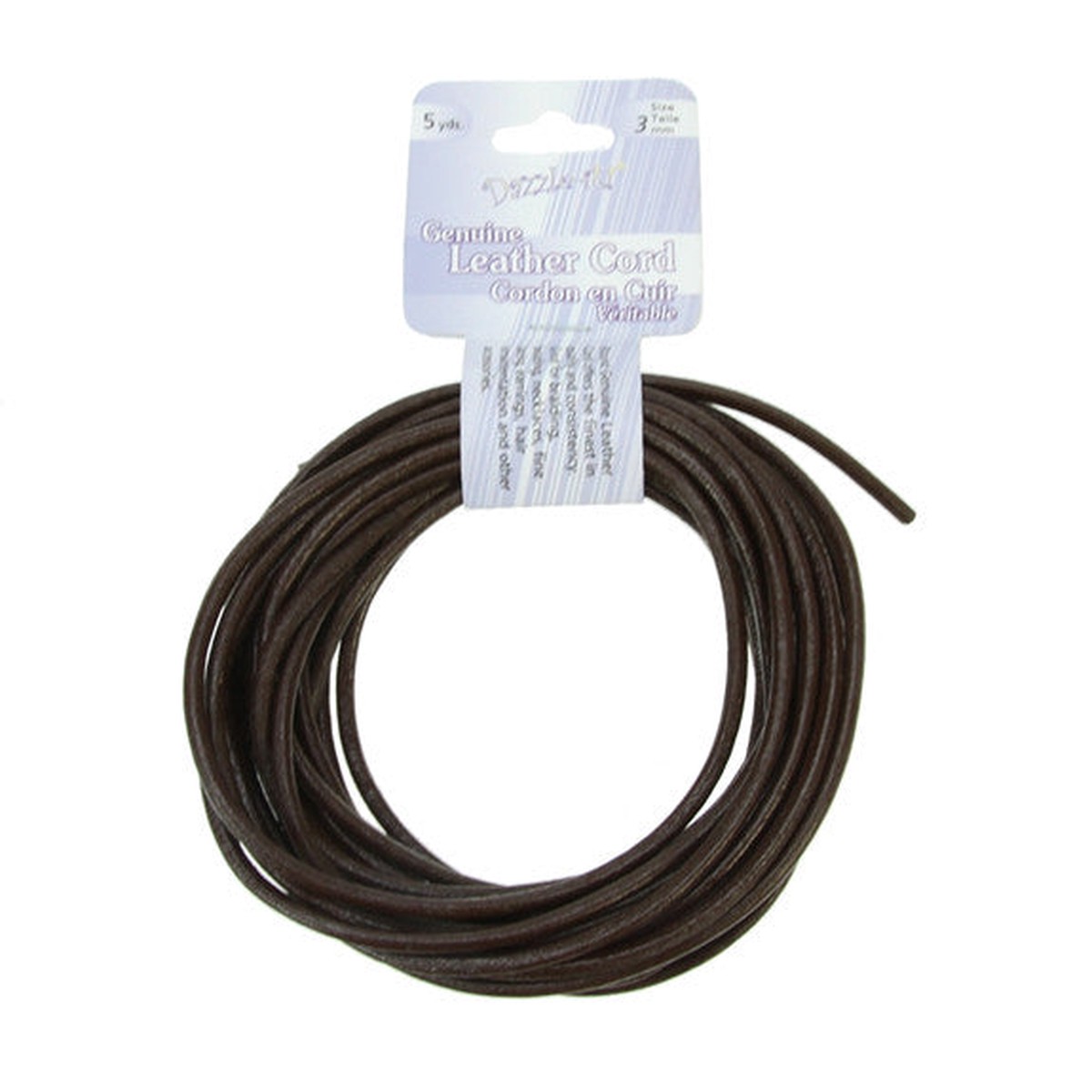 Leather Cord 3Mm Round 5Yds Brown