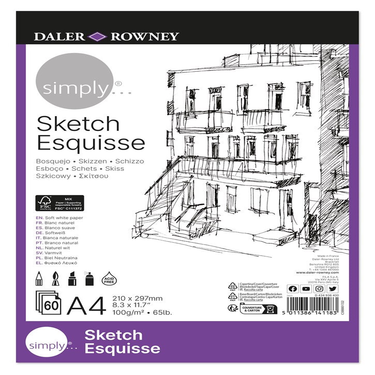 Daler Rowney Simply Sketch Pad A4 100G