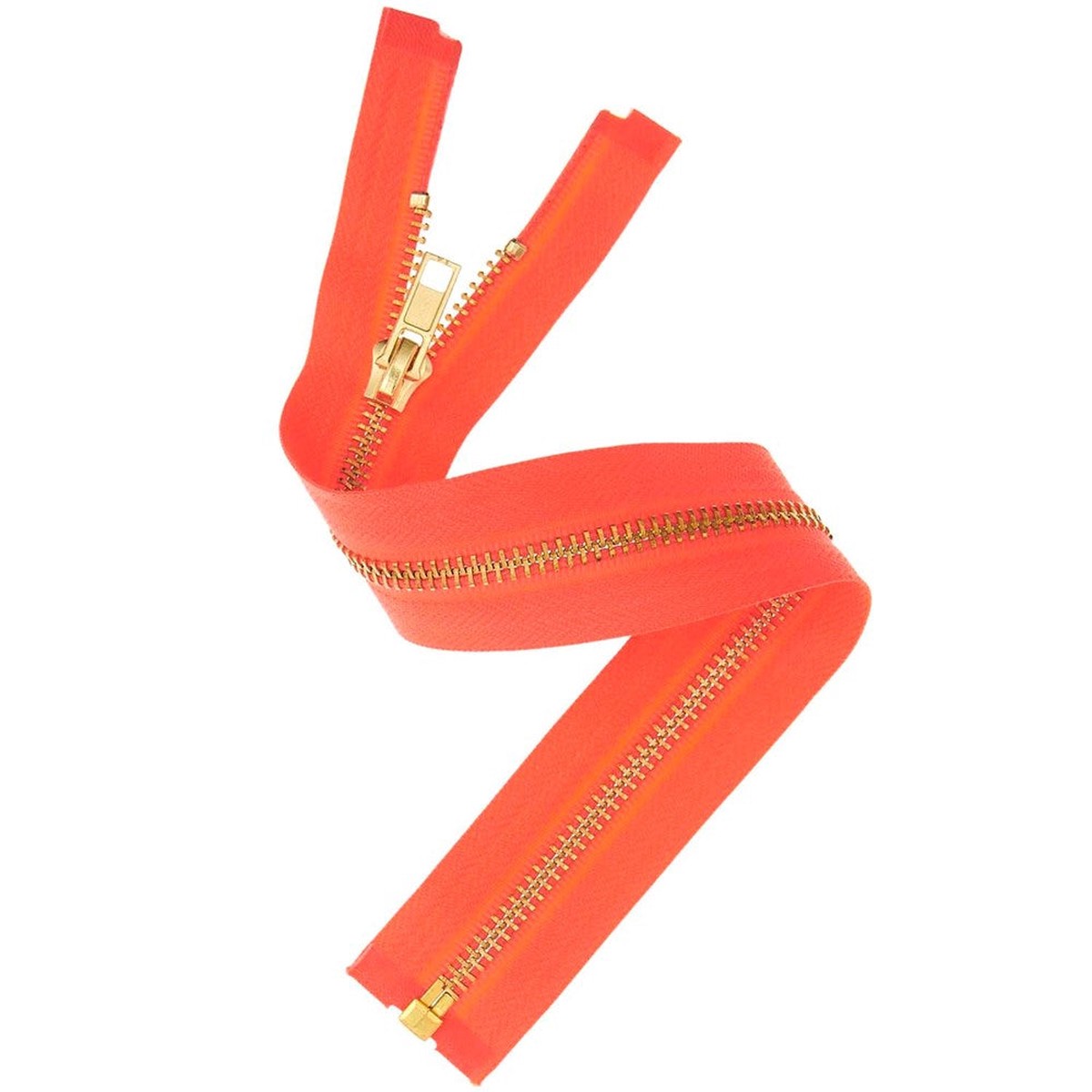 Zip Gold Metal Neon Orange 22Cm5Mm