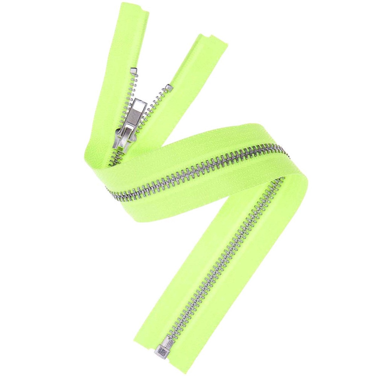 Zip Silver Metal Neon Yellow 30Cm5Mm