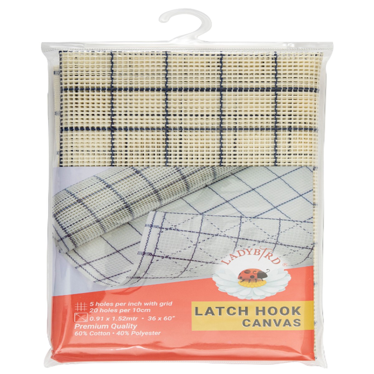 Latch Hook Canvas 5 Count 152M X 914Cm White