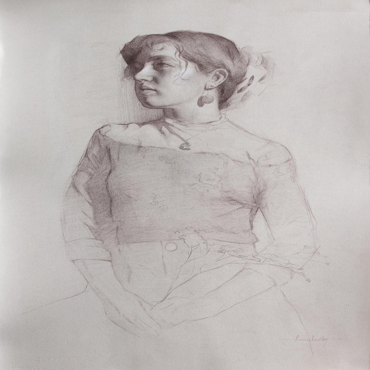 016 - Portrait of Isabella with Dried Flowers - Drawing Study