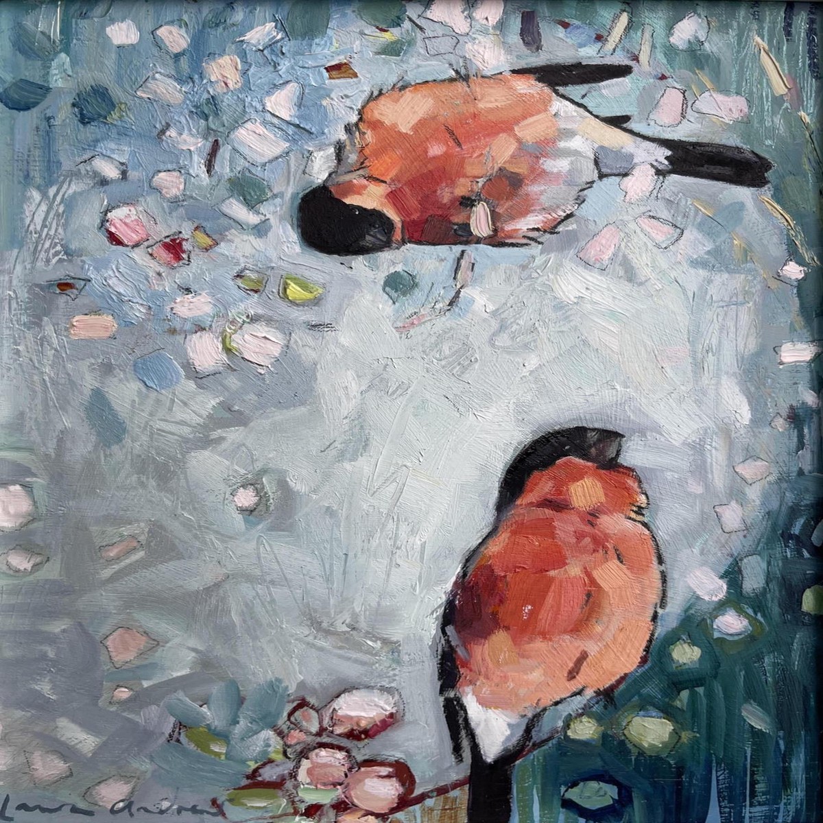 018 - Bullfinches amongst blossom