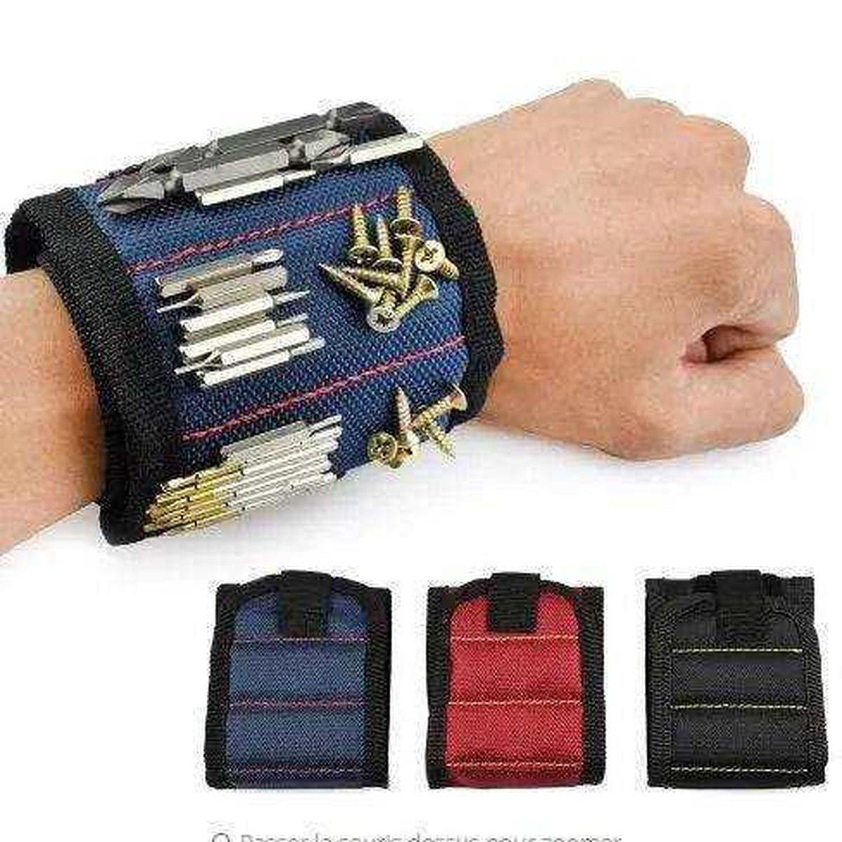 Magnetic Wristband with 3 Magnets Hands-Free Tool Holder for Screws Nails Drill Bits Small Metal Tools