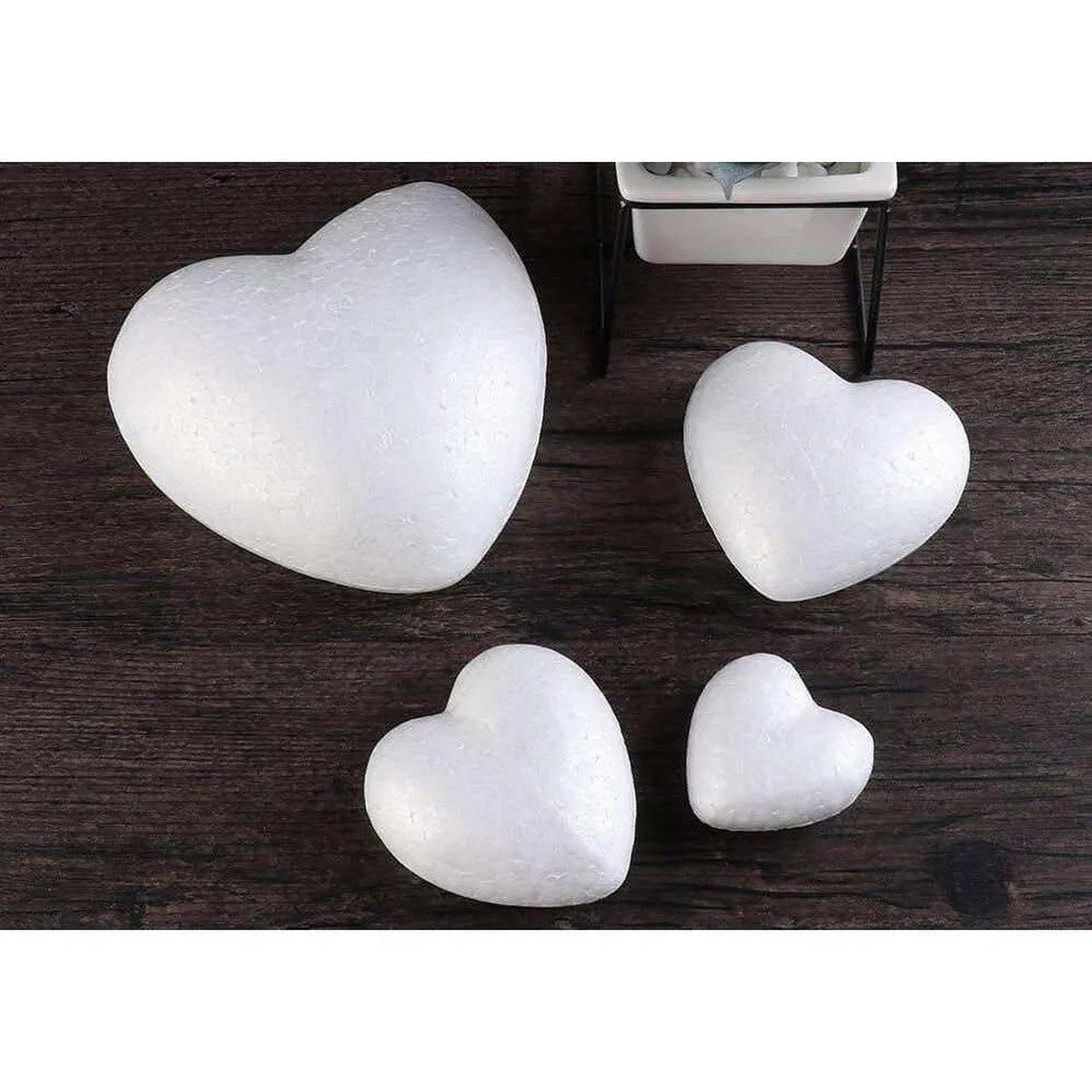 Foam Hearts Pack - 10 Styrofoam Hearts in 4 Sizes (50mm 60mm 70mm 85mm)