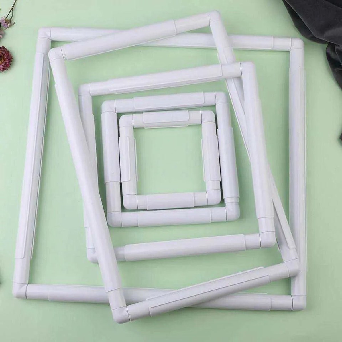 White Square Embroidery Frame Hoop Alternative Plastic Clip Frame for Cross Stitch Needlepoint Display