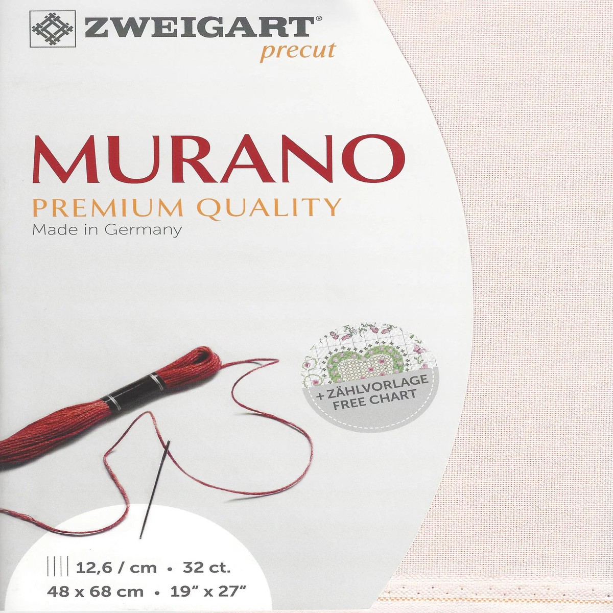 32-Count Blush Precut Murano Cross Stitch Fabric by Zweigart 39844115
